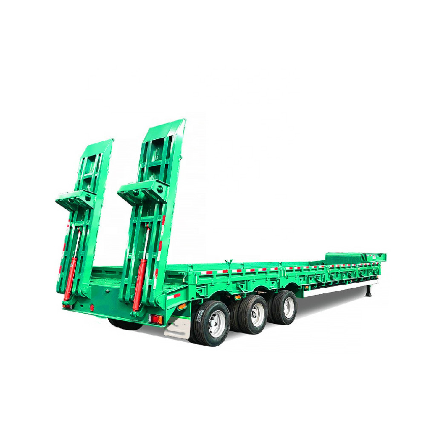 Good sale 13-18m 3 4axle Lowbed semi trailer for 60 Ton New Low Loader Bed SemiTrailer with Transport Bus and rail vehicle