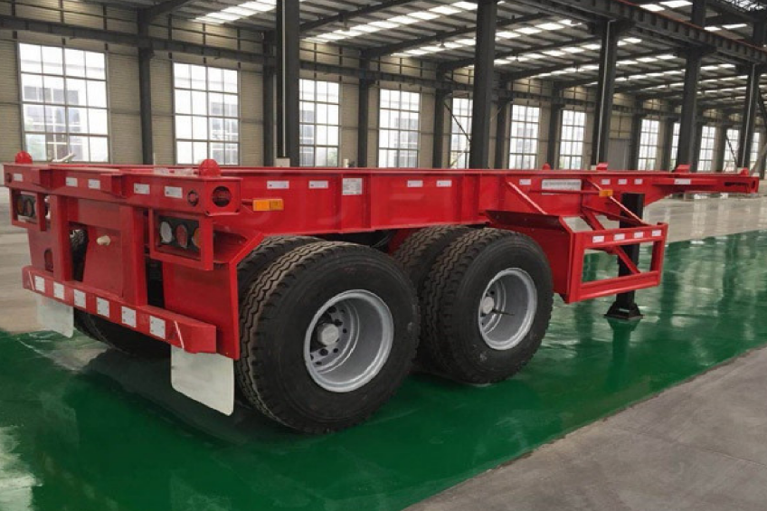 Guang En 2 Axles 50Ton Delivery Trucks Special Transportation Skeletal Frame Trailer 40ftContainer Chassis Skeleton Semi Trailer