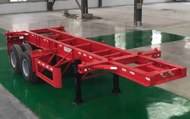 Guang En 2 Axles 50Ton Delivery Trucks Special Transportation Skeletal Frame Trailer 40ftContainer Chassis Skeleton Semi Trailer