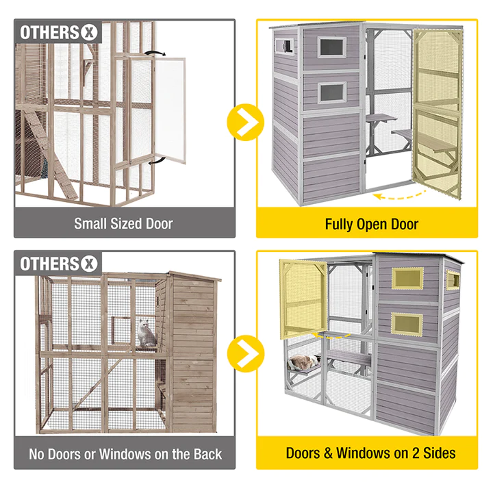 Large Pet Enclosure Catio Outside Cat Dog litter box enclosure wooden outdoor cat enclosure tunnel for cats breathable