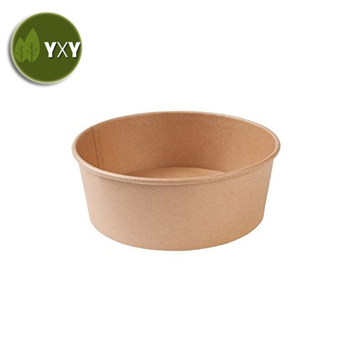 100% Food Grade 750ml 1000ml Disposable  Kraft Paper Round Salad Bowl