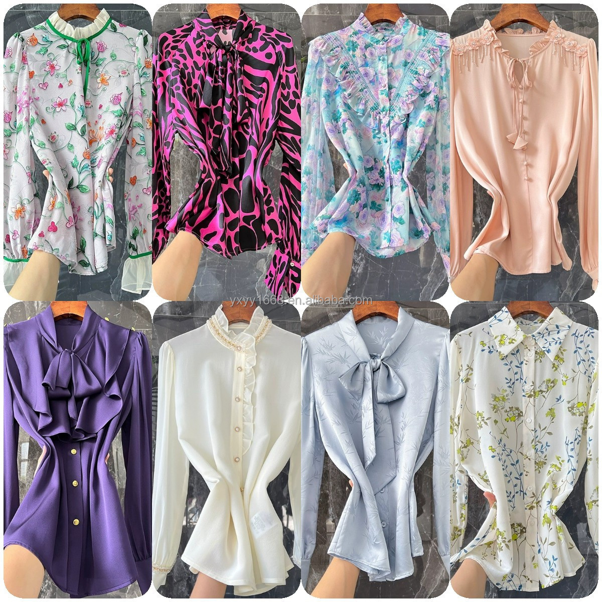 Women Floral Print Chiffon Blouse Long Sleeve Office Lady Casual Wear O-neck Lantern Sleeve Shirt Loose Top