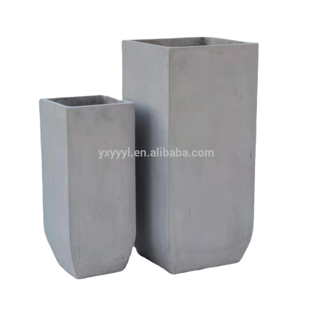 European Style Large Tall Square Fiberclay Concrete Planters Big Flower Pot