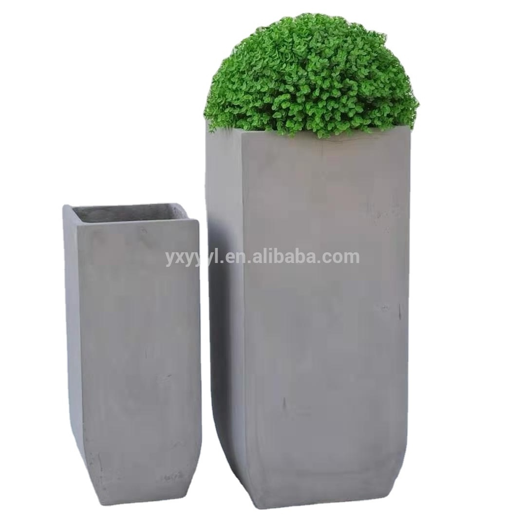 European Style Large Tall Square Fiberclay Concrete Planters Big Flower Pot