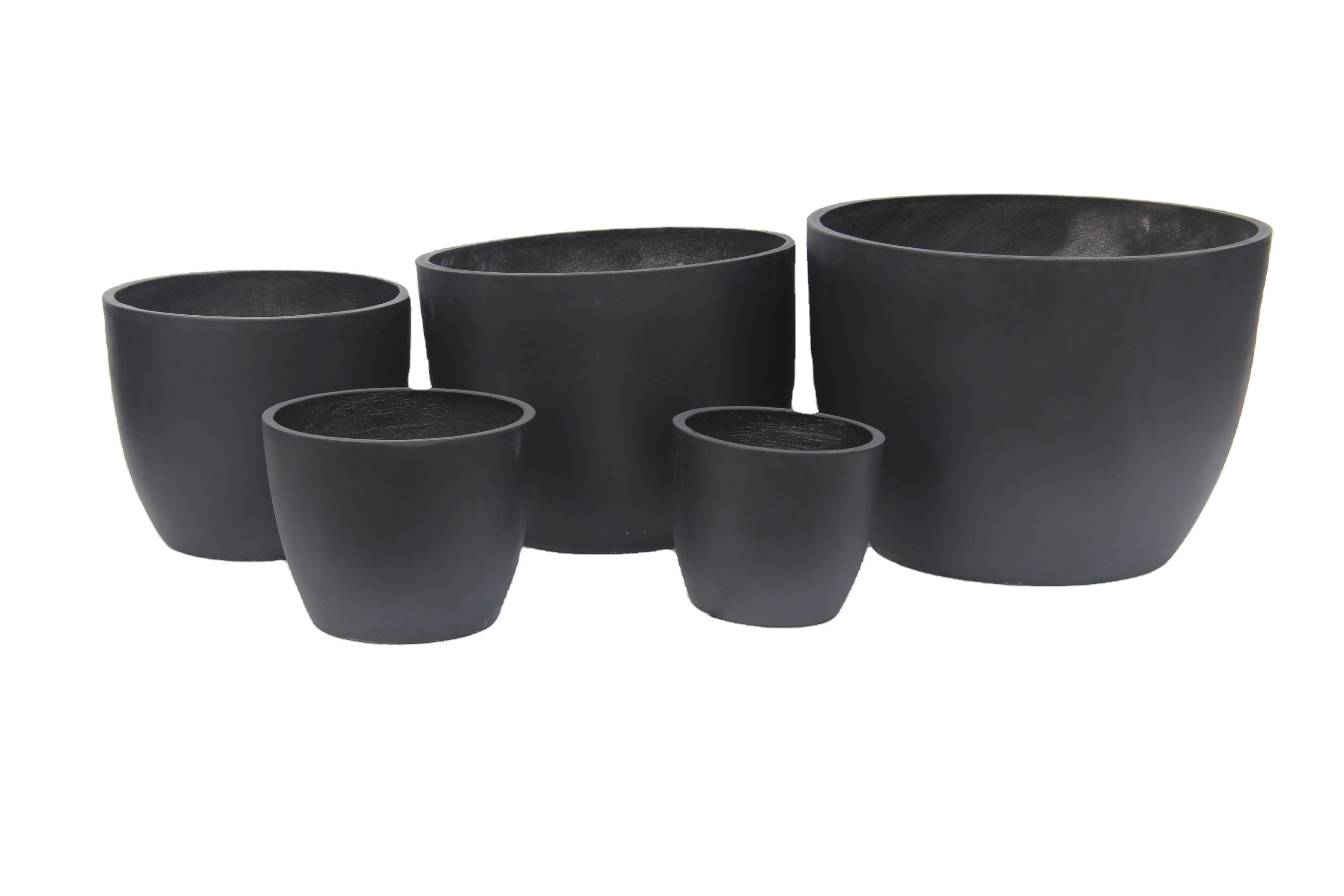 Large Black and white fiberglass pots for plants indoor and outdoor use