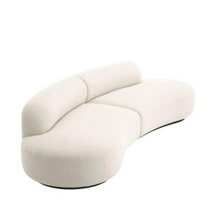 Italian light luxury curved irregular sofa corner size living room model room design master milk white sofa