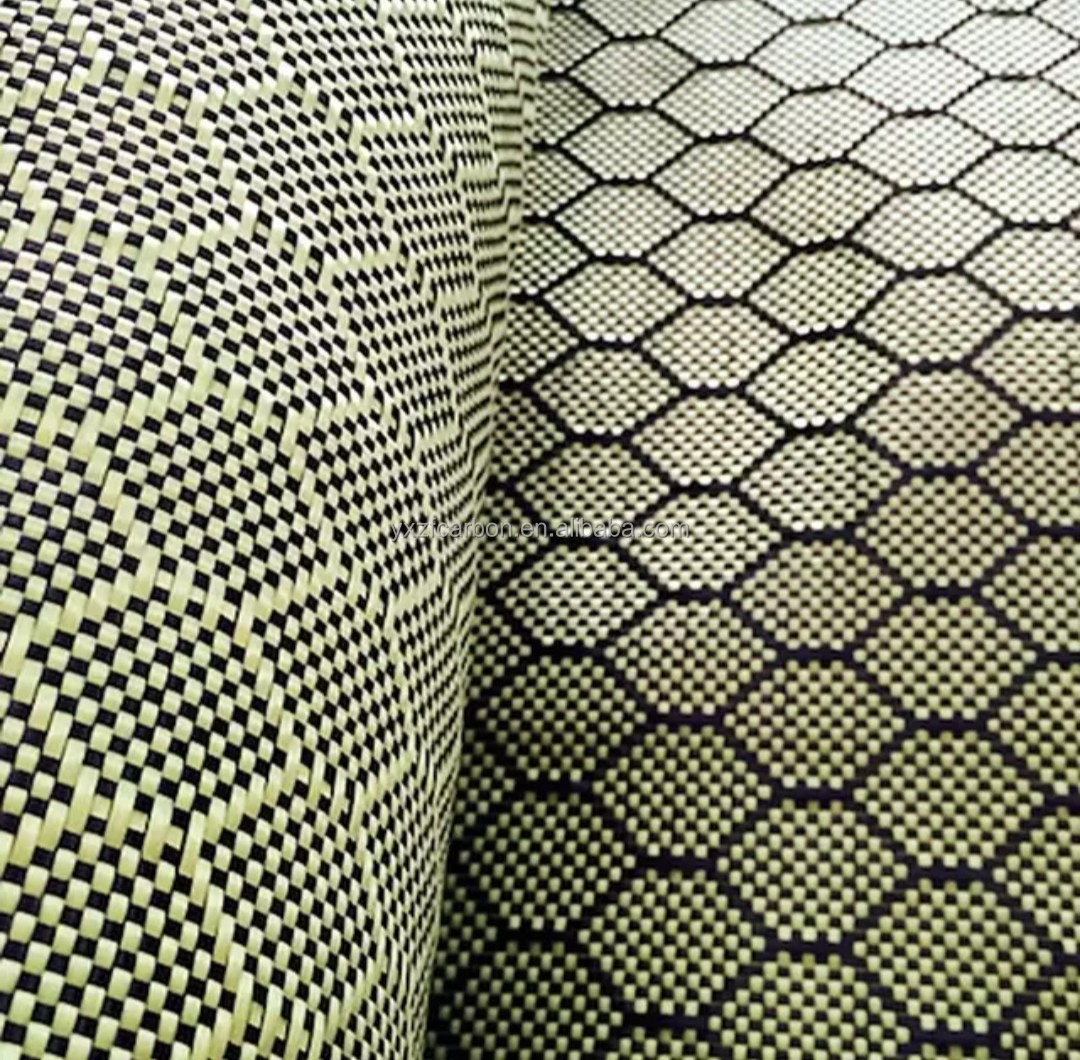 honeycomb hexagonal  carbon kevlars aramid fabric yellow-black