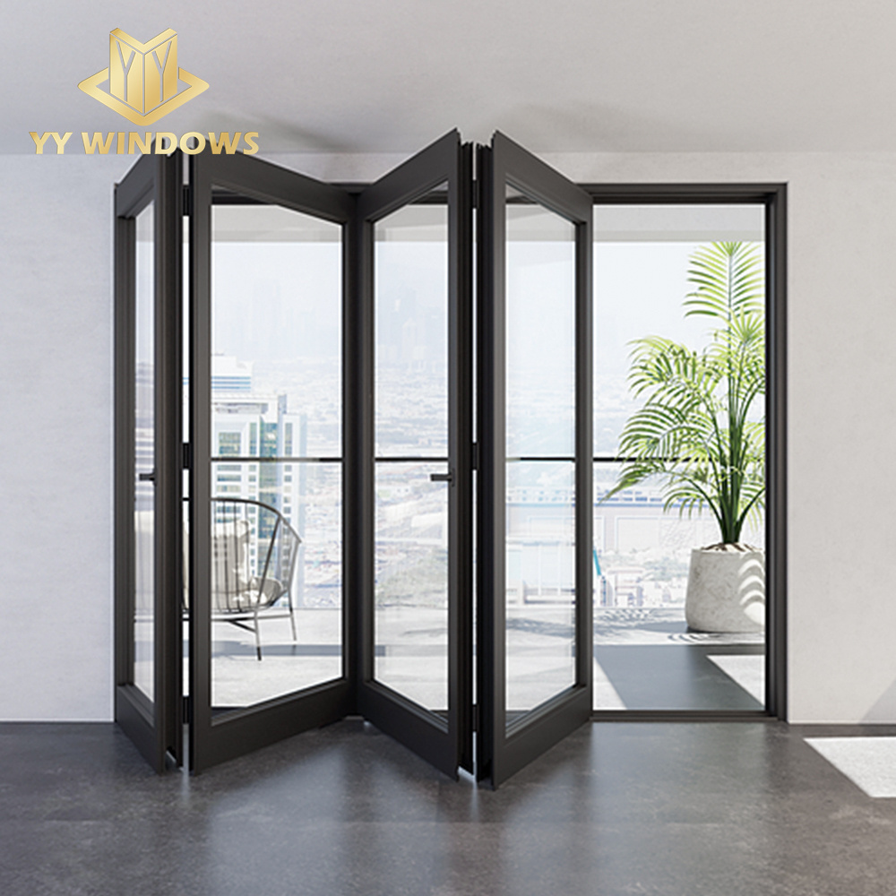 North America Standard double tempered glass aluminum bi folding door exterior affordable patio bi fold door