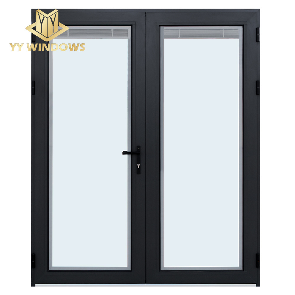 Hurricane impact Miami Dade Test Aluminum  Exterior French Glass Doors Modern Entry Front Pivot Doors