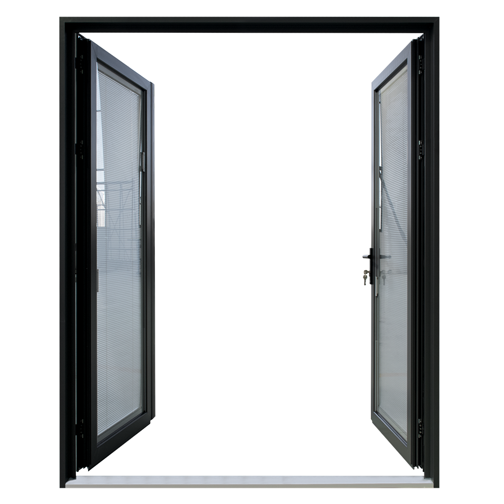 Hurricane impact Miami Dade Test Aluminum  Exterior French Glass Doors Modern Entry Front Pivot Doors