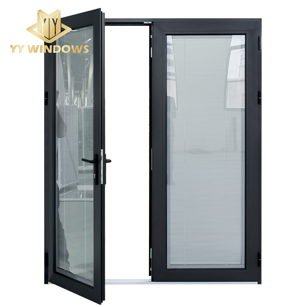 NFRC standard aluminum french door exterior Double Glazing casement door  for house