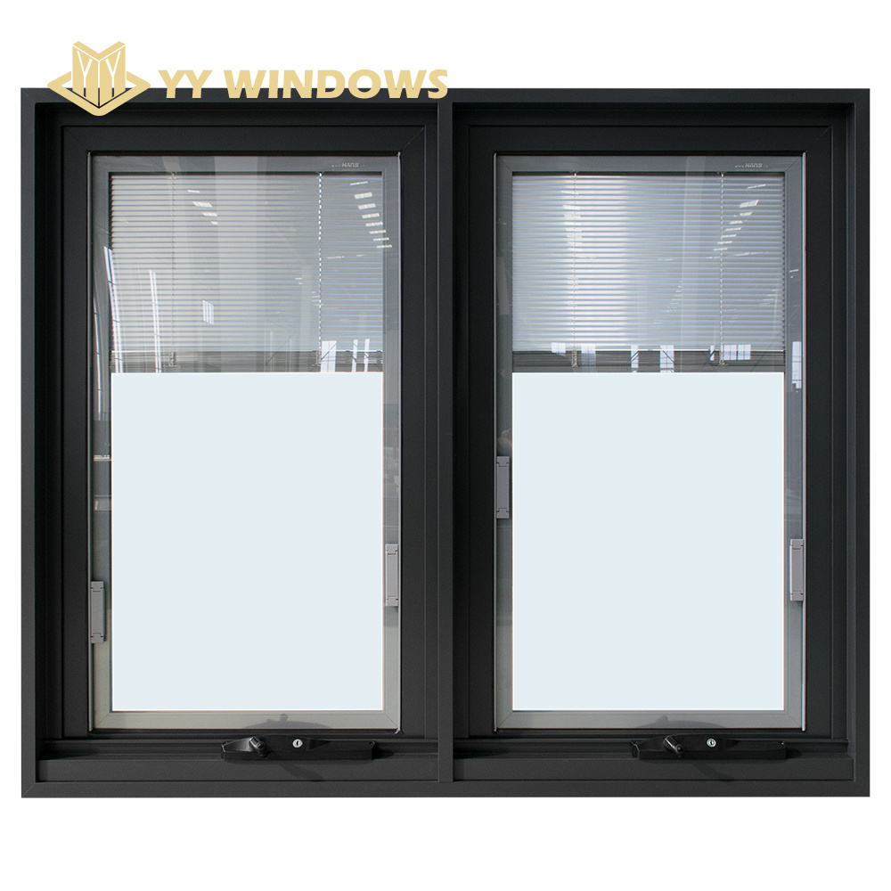 Manual control aluminum window chain winder awning window insert blades built in shutter louver inside the window louver windows