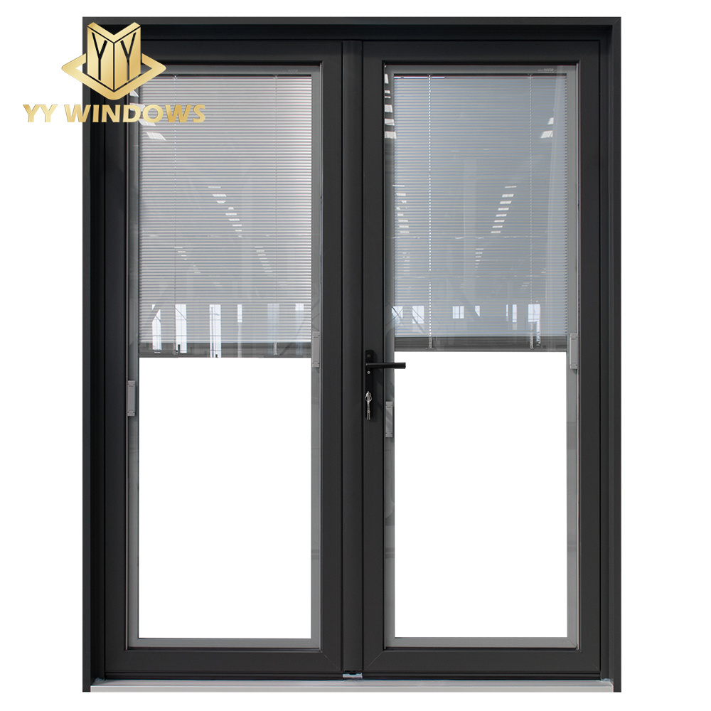 NFRC standard aluminum french door exterior Double Glazing casement door  for house