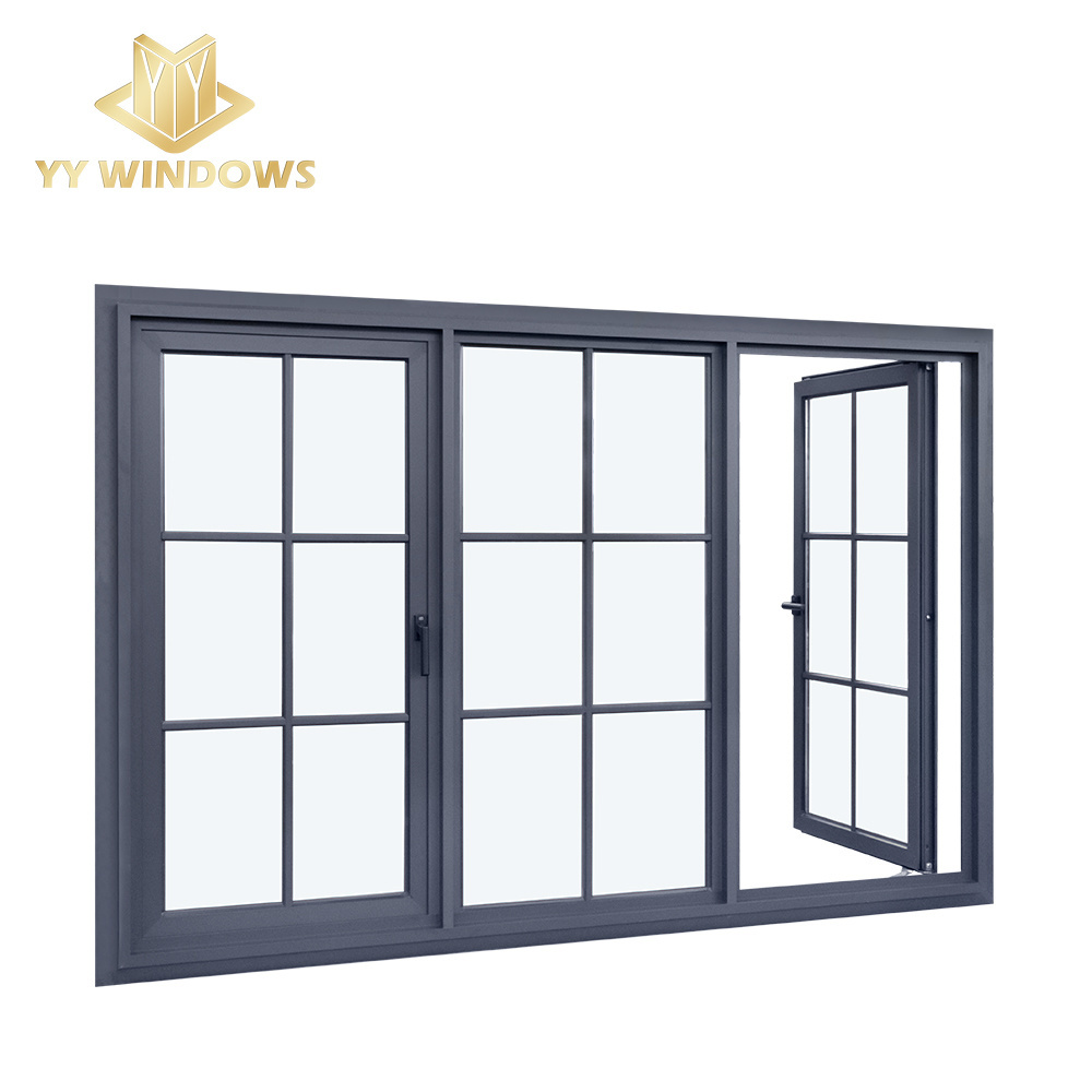 NFRC standards high energy efficiency double glazing aluminum casement windows double casement window with grill