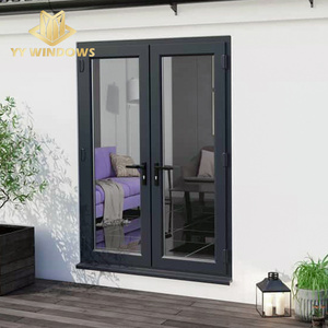 NFRC standard aluminum french door exterior Double Glazing casement door  for house