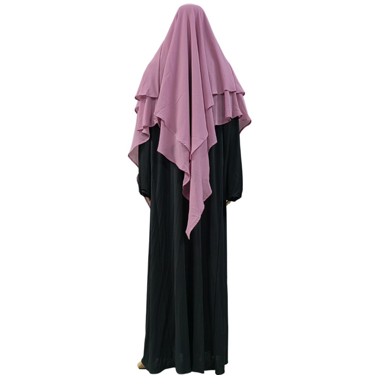 New Summer Chiffon Two Layers Eid Khimar Solid Color Comfortable Abaya Hijab fashion Khimar Eid Ramadan Muslim Women Niqab Hijab