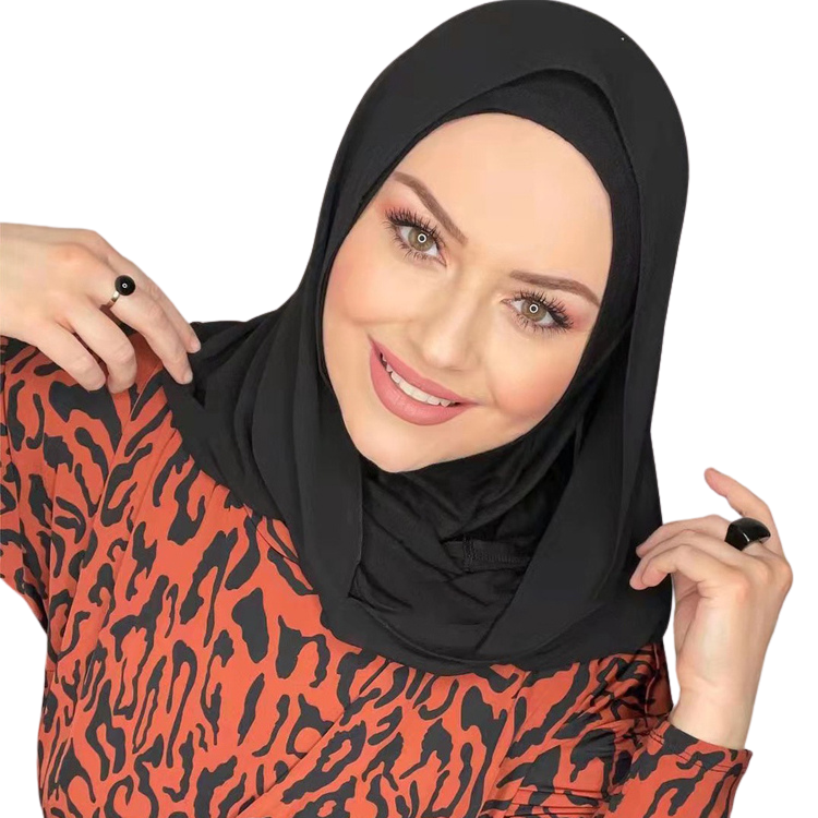 Muslim Black White Chiffon Cotton Patchwork Hijab Abaya Dubai Turkey Malaysia Hijabs for Woman Head Scarf