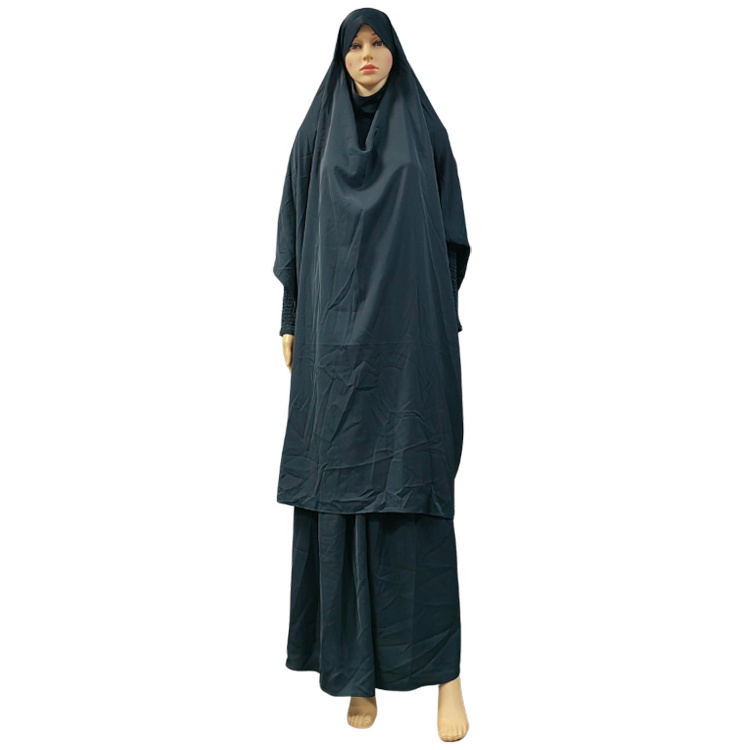 Muslim abaya suit Dubai Turkish clothing Islamic women large hem maxi skirt casual solid color robe traditional festival clothes