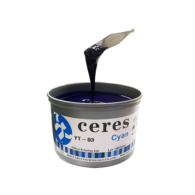 High Quality Ceres YT-03 High Density of Color Eco-friendly Offset Printing Cyan Ink,1 kg/can