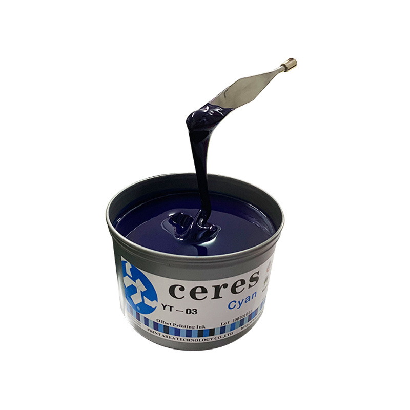 High Quality Ceres YT-03 High Density of Color Eco-friendly Offset Printing Cyan Ink,1 kg/can