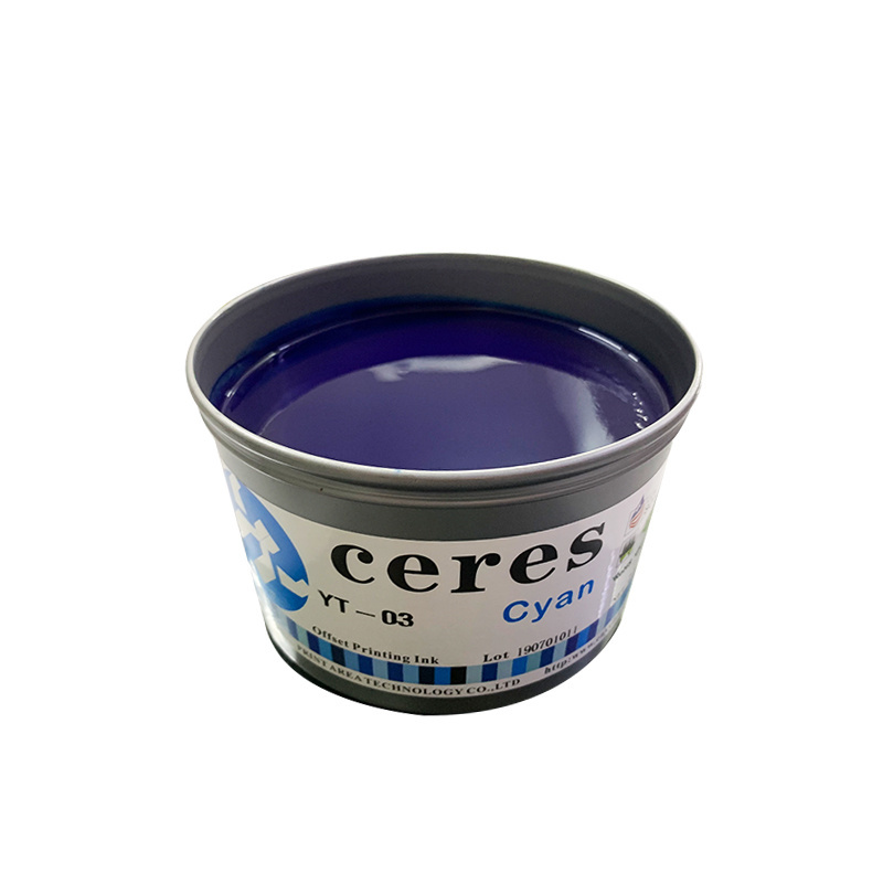 High Quality Ceres YT-03 High Density of Color Eco-friendly Offset Printing Cyan Ink,1 kg/can