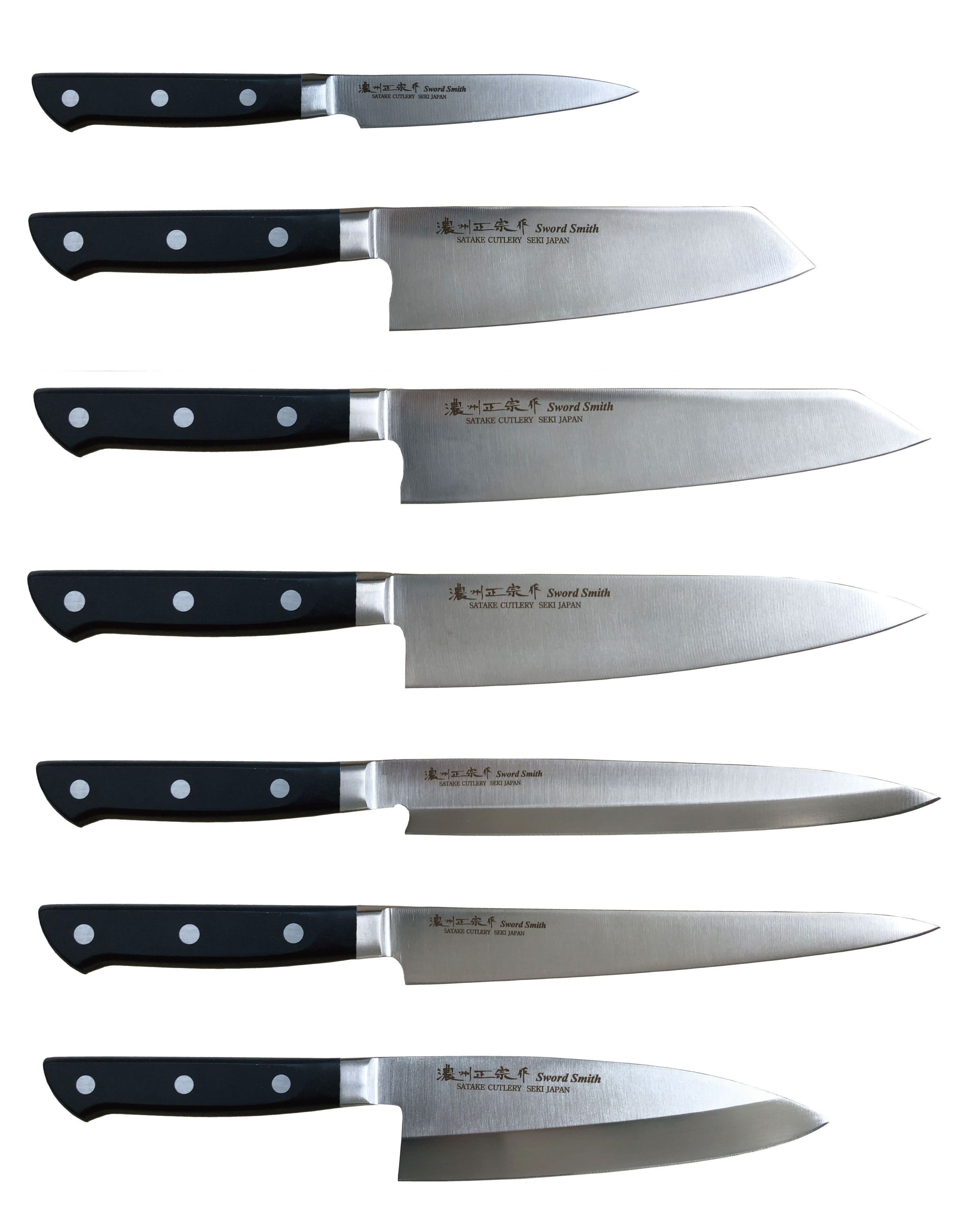 Molybdenum stainless steel full tang cooking knives with bolster made in Seki Japan Logo customization acceptable