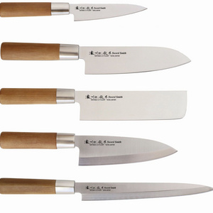 Oval wooden handle Japanese style Wabocho cooking knives high quality made in Seki Japan logo customization