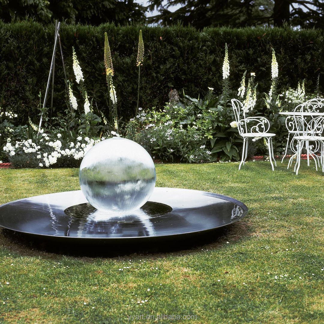 Large Garden Modern Metal Mirror Polish Custom Size Stainless Steel Feature Acrylic Sphere Outdoor Water Fountain For Decoration