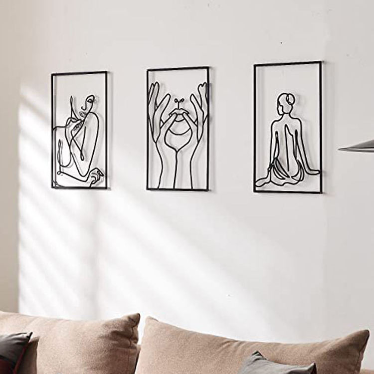 Custom House Interior Hangings Accessories Living Room Abstract Minimalist Line Art Wall Art Woman's Body Shape Metal Decoration