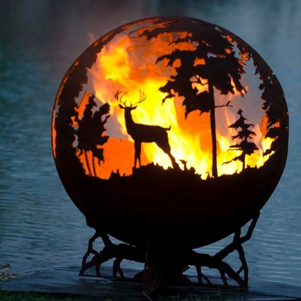 2022 Hot Sale Energy Saving Factory Directly 600 700 800 900mm  Metal Sphere Globe Fire Pits