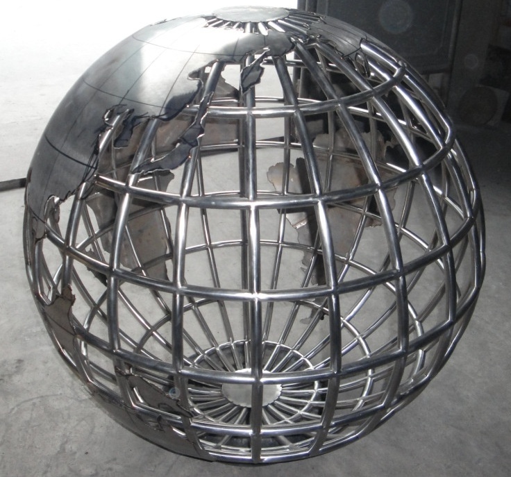 large stainless steel globe water fountains outdoor metal sculptures