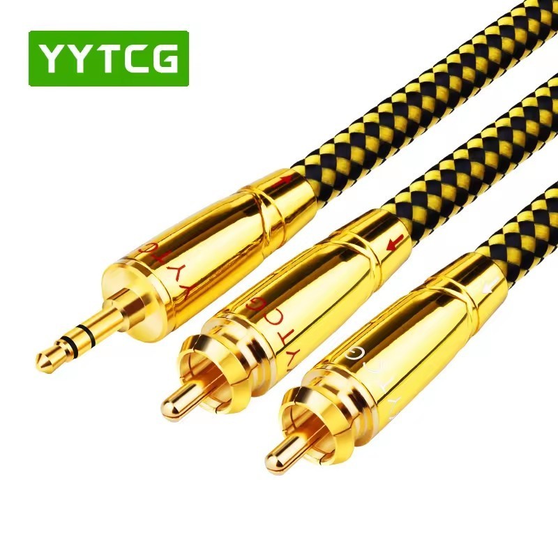 T3 YYTCG hifi 3.5mm to 2rca cable high end silver-plated PC Mobilephone Amplifier Interconnect 3.5 Jack to RCA Cable