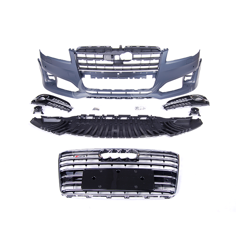 For Audi A8 Change to S8 Model Body Kit 2016y~ Front Bumper Assembly with Grille Rear Diffuser Exterior Pipes