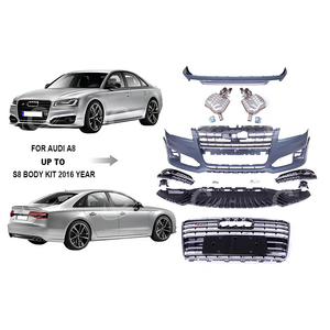 For Audi A8 Change to S8 Model Body Kit 2016y~ Front Bumper Assembly with Grille Rear Diffuser Exterior Pipes