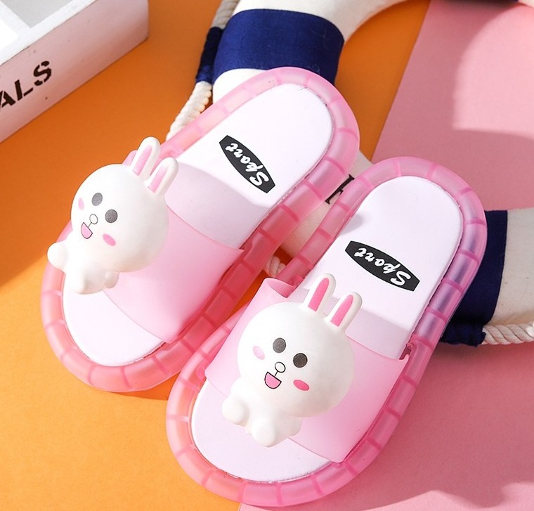 New Custom summer beach cartoon home glowing shoes led flip flop shoes pvcthick bottom anti slip baby slippers