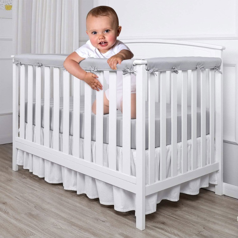 New 3PK Cotton or Minky Dot Soft Crib Rail Cover Set Bumper Cover for Standard Cribs-Baby's Bedding