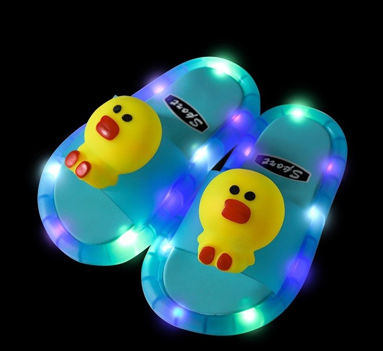 New Custom summer beach cartoon home glowing shoes led flip flop shoes pvcthick bottom anti slip baby slippers