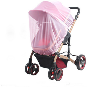 Nylon Full and Half Cover Portable Baby Stroller Mosquito Net with White Blue Pink Colors