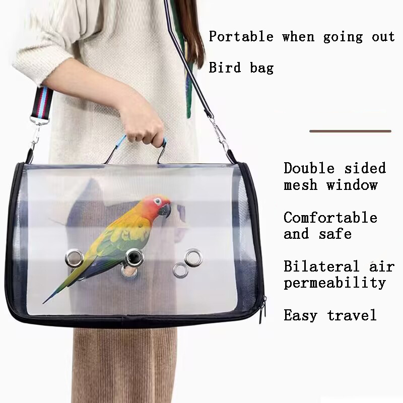 Breathable portable sling shoulder bag travel tote bags bird parrot pet carrier bag