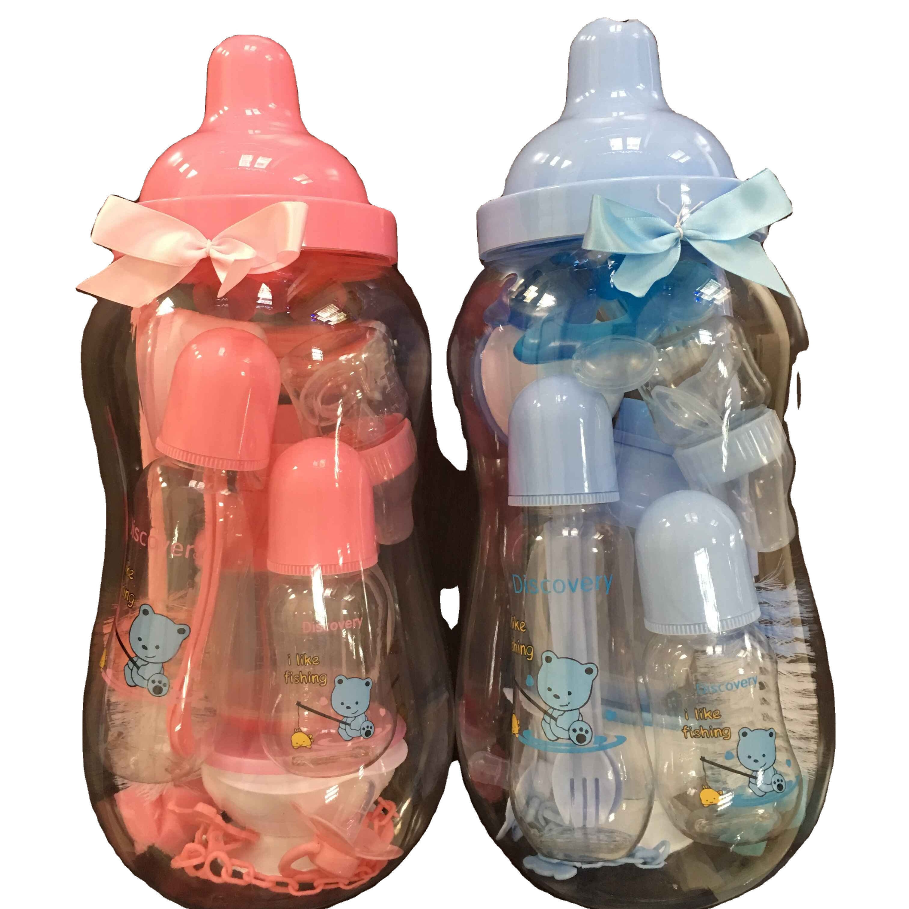 New PC Plastic decoration dollsa doll bank feeding baby big bottle cup set with small feeding bottles