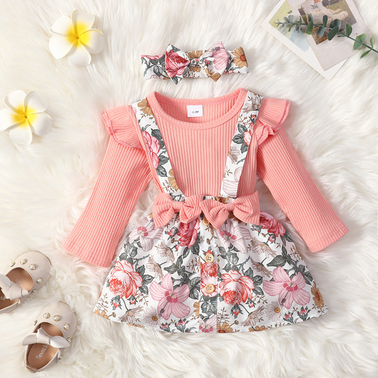 Baby Romper Infant Outfit Fall Romper Jumpsuit Long Sleeve Baby Dress Girls