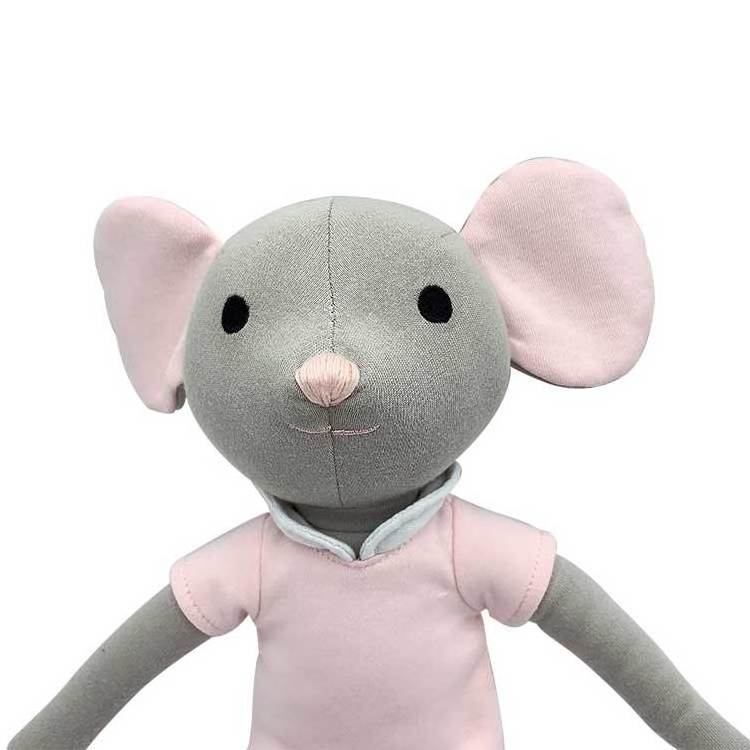 Wholesale plush mouse rabbit dolls hand made organic cotton materials doll animal toy custom plush dolls made in China