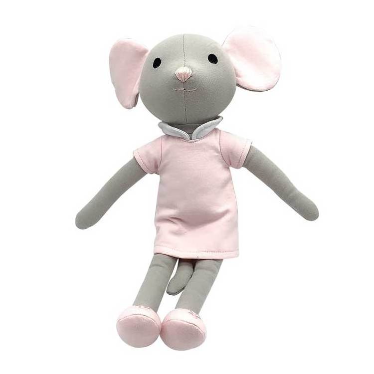 Wholesale plush mouse rabbit dolls hand made organic cotton materials doll animal toy custom plush dolls made in China