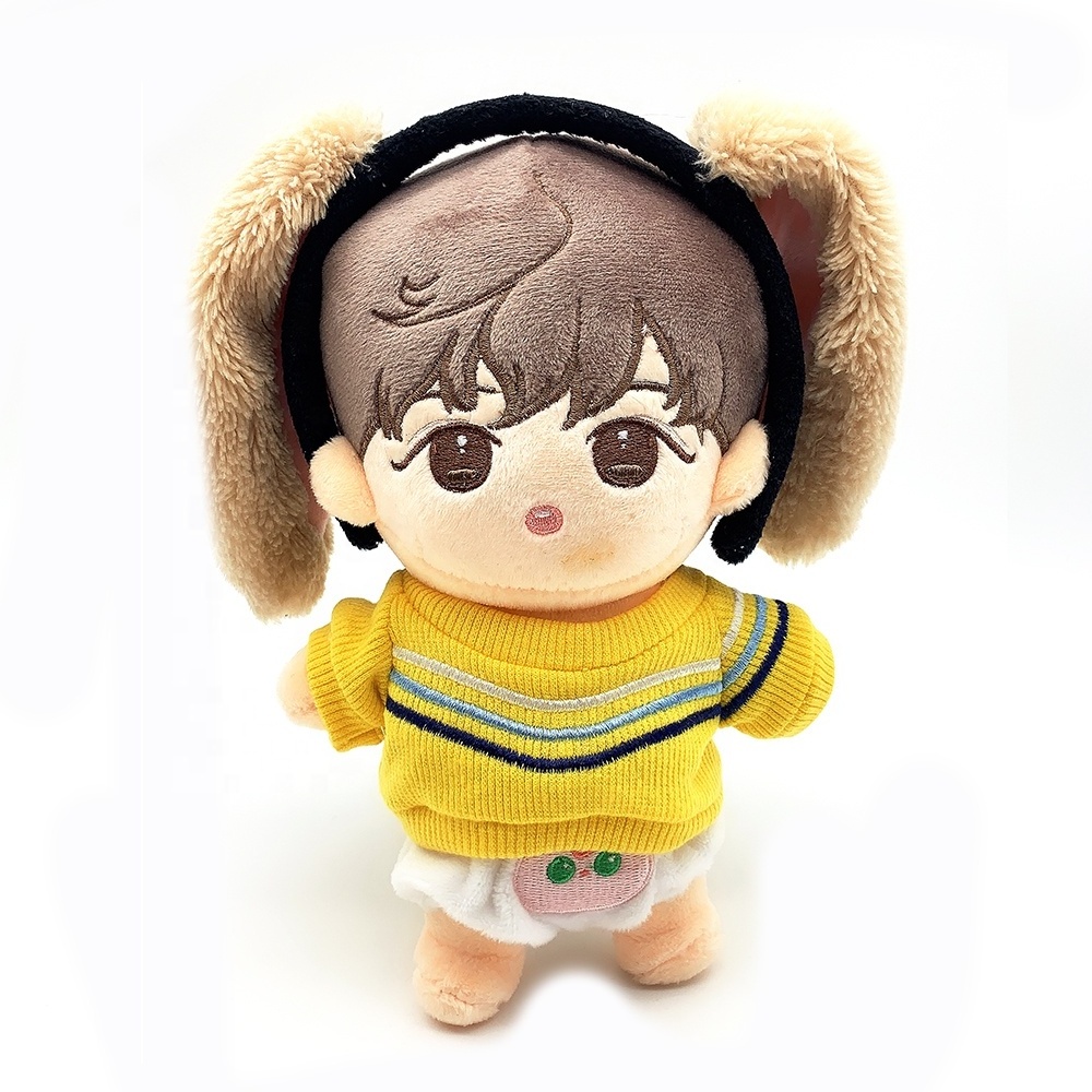 Manufacturer OEM ODM high quality Custom soft Kpop idol doll toy plush doll With cute sweater and Low MOQ stuffed toy