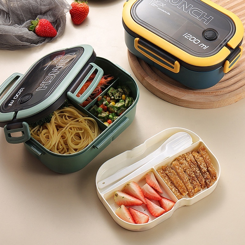 Large Capacity 1200ml insulated Microwavable plastic school lunch bento box for kids