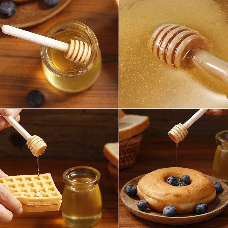 Baoxin Wooden Honey Mixing Stirrer Comb Stick Honey Spoon Collecting Dispensing Drizzling Honey Dipper Sticks