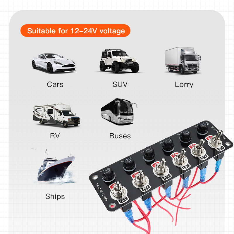 12V 24V For Cars Trucks Boats Atv Utv Suv Car Control On-Off Push 8 Gang RGB Switch Panel