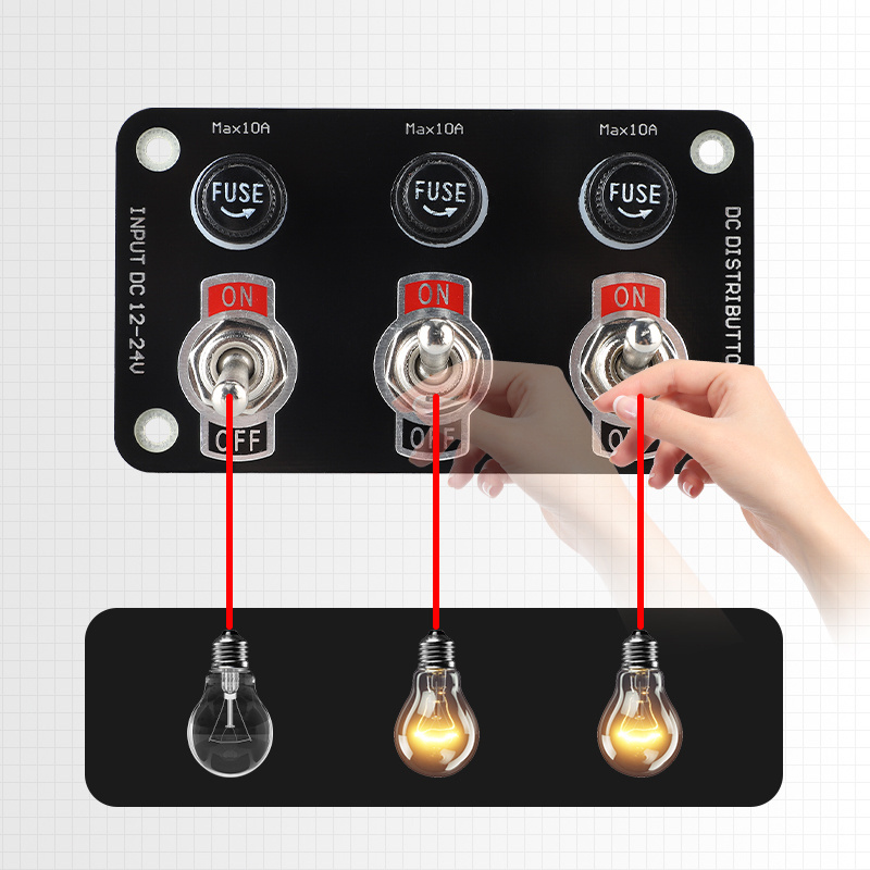 Wholesale Custom 3 Gang Switch Panel ON OFF Toggle Switch 12V Boat Switch Panel With Fuse For Car Marine