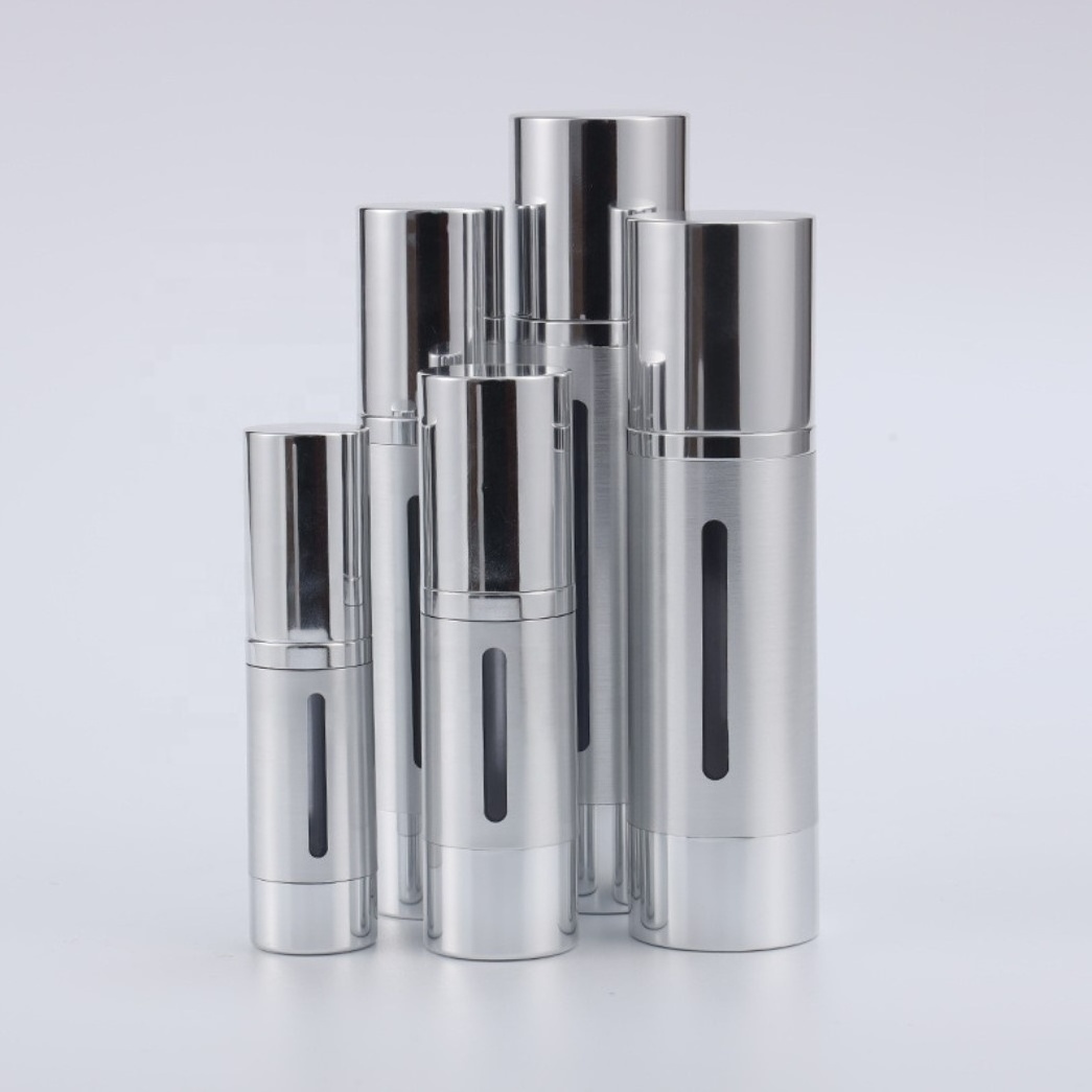 30ml 50ml 80ml 100ml aluminum silver gold vacuum container cosmetic airless pump bottle