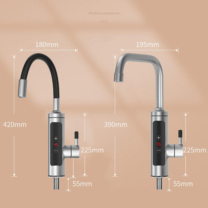 Variable frequency constant temperature rotating stainless steel electric heating fast heating cold and hot dual kitchen faucet